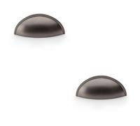 Loops 2 Pack - Rear Fixing Cup Handle - Dark Bronze - 57mm Centres Solid Brass Shaker Unit Pull