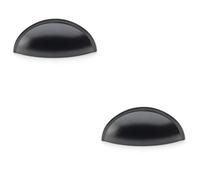 Loops 2 Pack - Rear Fixing Cup Handle - Matt Black - 57mm Centres Solid Brass Shaker Unit Pull