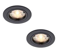 2 PACK Recessed Fixed Ceiling Downlight - 50W GU10 Reflector - Matt Black