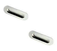 Loops 2 Pack - Recessed Sliding Door Flush Pull 102mm X 51mm 12mm Depth Satin Steel Radius
