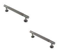 Loops 2 Pack - Reeded Lined Bar Door Pull Handle - 158mm X 13mm - 128mm Centres - Anthracite