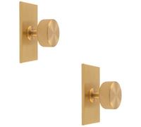 Loops 2 Pack - Reeded Radio Cabinet Door Knob & Matching Backplate Lined Satin Brass 76 X 40mm