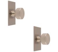 Loops 2 Pack - Reeded Radio Cabinet Door Knob & Matching Backplate Lined Satin Nickel 76 X 40mm