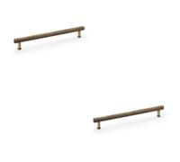 Loops 2 Pack - Reeded T Bar Pull Handle - Antique Brass 224mm Centres Solid Brass Drawer Lined