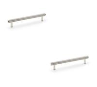 Loops 2 Pack - Reeded T Bar Pull Handle - Polished Nickel 160mm Centre Solid Brass Drawer Lined