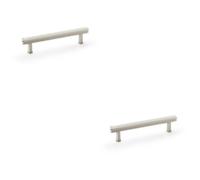 Loops 2 Pack - Reeded T Bar Pull Handle - Satin Nickel - 128mm Centres Solid Brass Drawer Lined