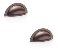 Loops 2 Pack - Ridged Cup Handle - Dark Bronze - 76mm Centres Solid Brass Shaker Drawer Pull