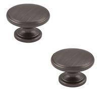 Loops 2 Pack - Ring Domed Cupboard Door Knob 32mm Diameter Gun Metal Cabinet Handle