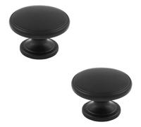 Loops 2 Pack - Ring Domed Cupboard Door Knob 32mm Diameter Matt Black Cabinet Handle