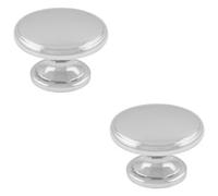 Loops 2 Pack - Ring Domed Cupboard Door Knob 32mm Diameter Polished Chrome Cabinet Handle