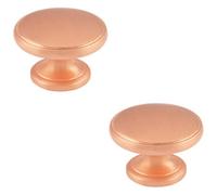 Loops 2 Pack - Ring Domed Cupboard Door Knob 32mm Diameter Satin Copper Cabinet Handle