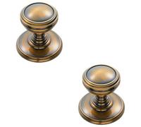 Loops 2 Pack - Ringed Tiered Cupboard Door Knob 38mm Diameter Florentine Bronze Cabinet Handle