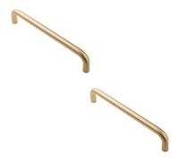Loops 2 Pack - Round D Bar Pull Handle 319 X 19mm 300mm Fixing Centres Satin Brass Pvd