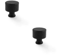Loops 2 Pack - Round Hammered Door Knob - Matt Black 30mm Diameter Cupboard Cabinet Pull Handle