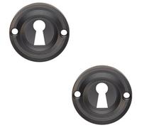 Loops 2 Pack - Round Standard Lock Profile Escutcheon - Matt Black - 42mm Door Key Plate