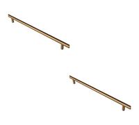 Loops 2 Pack - Round T Bar Cabinet Pull Handle 348 X 12mm 288mm Fixing Centres Antique Brass