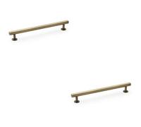 Loops 2 Pack - Round T Bar Pull Handle - Antique Brass - 192mm Centres Solid Brass Drawer Door