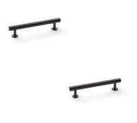 Loops 2 Pack - Round T Bar Pull Handle - Dark Bronze - 128mm Centres Solid Brass Drawer Door