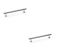 Loops 2 Pack - Round T Bar Pull Handle - Polished Nickel 160mm Centres Solid Brass Drawer Door