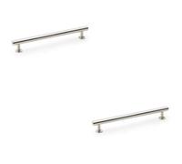 Loops 2 Pack - Round T Bar Pull Handle - Satin Nickel - 192mm Centres Solid Brass Drawer Door