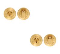 Loops 2 Pack - Round Thumbturn Lock And Release With Indicator Satin Brass Pvd