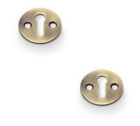 Loops 2 Pack - Round Victorian Standard Lock Profile Escutcheon - Antique Bronze Door Key Plate