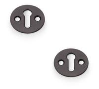 Loops 2 Pack - Round Victorian Standard Lock Profile Escutcheon - Dark Bronze Door Key Plate