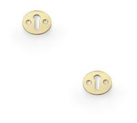 Loops 2 Pack - Round Victorian Standard Lock Profile Escutcheon - Satin Brass Door Key Plate