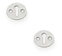 Loops 2 Pack - Round Victorian Standard Lock Profile Escutcheon - Satin Nickel Door Key Plate