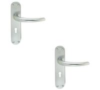 Loops 2 Pack - Rounded Sleek Latch & Lock Door Handle - Satin Chrome Lever On Backplate