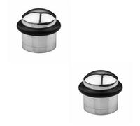 Loops 2 Pack - Rubber Tip Dome Top Floor Mounted Doorstop - Polished Chrome 38mm Dia Round Door