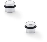 Loops 2 Pack - Rubber Tip Dome Top Floor Mounted Doorstop - Polished Chrome 39mm Dia Round Door