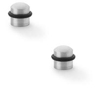 Loops 2 Pack - Rubber Tip Dome Top Floor Mounted Doorstop - Satin Chrome 39mm Dia Round Door