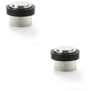 Loops 2 Pack - Rubber Tip Floor Mounted Doorstop - Polished Nickel 50mm Diameter Round Door