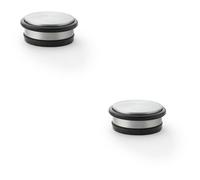 Loops 2 Pack - Rubber Tip Freestanding Doorstop - Satin Chrome 100mm - Hard Floor Tile Portable