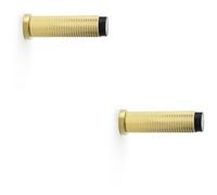 Loops 2 Pack - Rubber Tip Knurled Wall Mounted Doorstop - Satin Brass 75mm Cylinder Rose Door