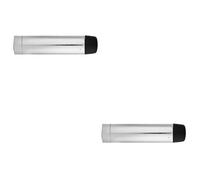 Loops 2 Pack - Rubber Tip Smooth Wall Mounted Doorstop Satin Chrome 71mm Cylinder Door Stopper