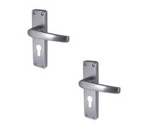 Loops 2 Pack Satin Anodised Aluminium Contract Door Handle With Euro Profile Lockplate - Interior Lever On Backplate