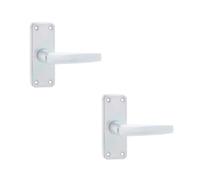 Loops 2 Pack Satin Anodised Aluminium Contract Door Handle With Short Latchplate - Interior Lever On Backplate