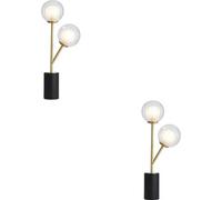 Loops 2 Pack Satin Brass Plate Table Lamp - Clear/frosted Glass Shade - 2X 3W Led G9