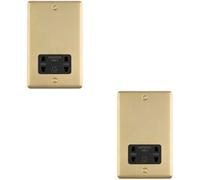 Loops 2-Pack Satin Brass Twin Shaver Socket Wall Plate With Black Trim 86 X 145mm (230V & 115V)