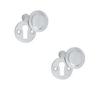 Loops 2 Pack Satin Chrome Round Covered Escutcheon 32mm For Elegant Interiors - Key Hole Cover