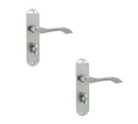 Loops 2 Pack Satin Chrome Suite Door Handle For Bathroom - Stylish And Durable - Interior Lever On Backplate