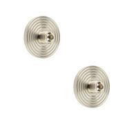 Loops 2 Pack Satin Nickel Reeded Base Wall-Mounted Doorstop For Stylish Home Decor - Solid Brass & Rubber Stopper