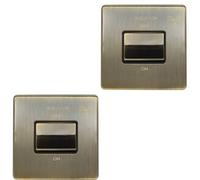 Loops 2 Pack Screwless 6A Extractor Fan Isolator Switch Antique Brass 3 Pole Shower