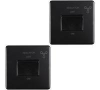 Loops 2 Pack Screwless 6A Extractor Fan Isolator Switch Matt Black 3 Pole Shower