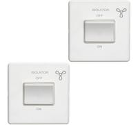 Loops 2 Pack Screwless 6A Extractor Fan Isolator Switch Matt White 3 Pole Shower