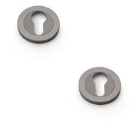 Loops 2 Pack - Screwless Round Euro Profile Escutcheon - Dark Bronze 50mm Door Key Plate