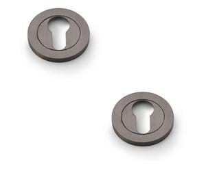 Loops 2 Pack - Screwless Round Euro Profile Escutcheon - Dark Bronze Pvd 50mm Door Key Plate