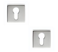 Loops 2 Pack - Screwless Round Euro Profile Escutcheon Polished Chrome 50mm Door Key Plate